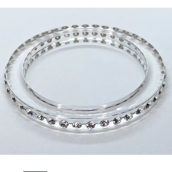 Acrylic Crystal Bangle Bracelet Embellished With Genuine Crystal Stone Elements - Picture 3 of 7